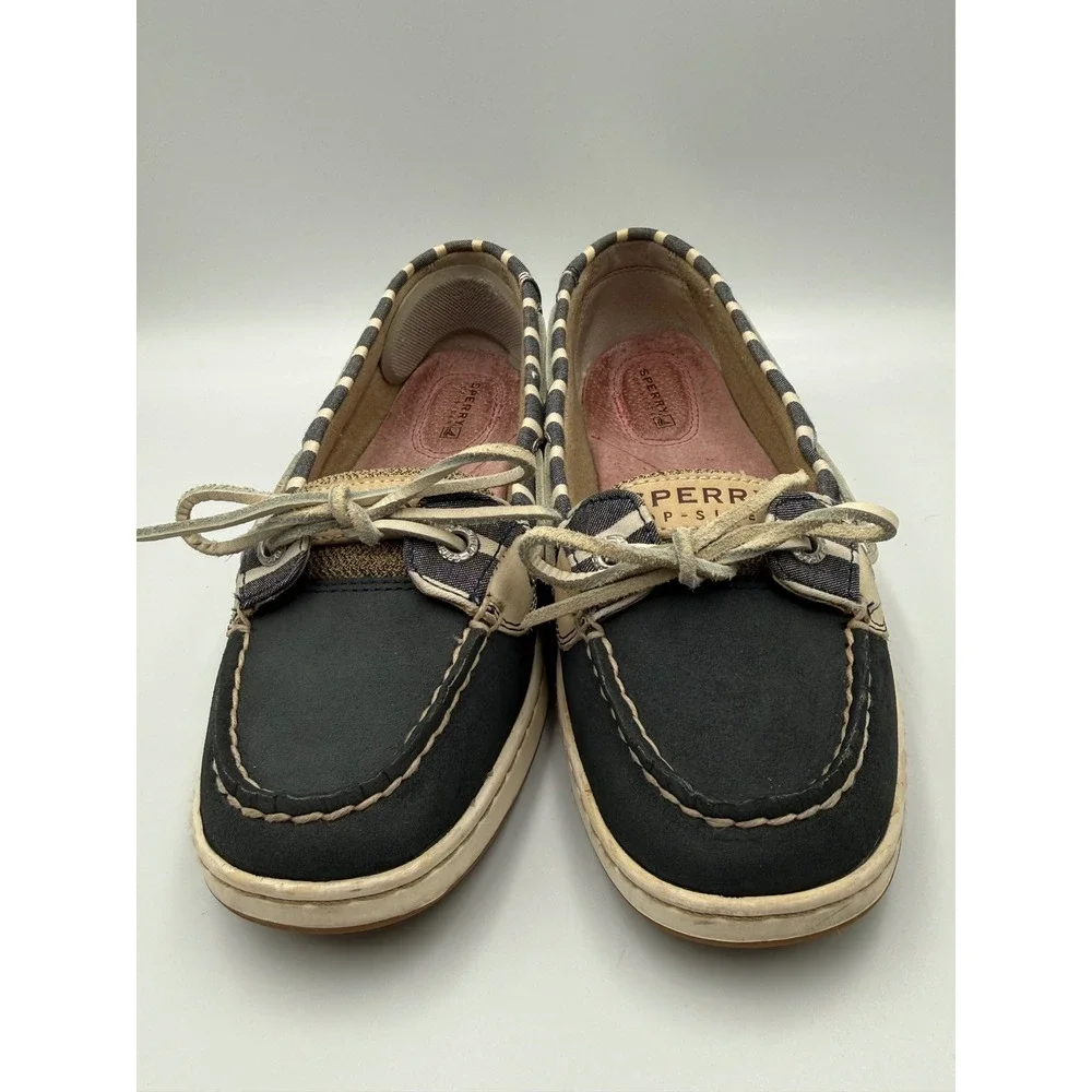 Sperry Top-Sider Womens Navy Tan Striped Boat Shoes Loafers‎ 9265452 Size 7M